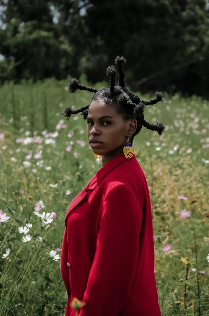 Woman with traditional African braids